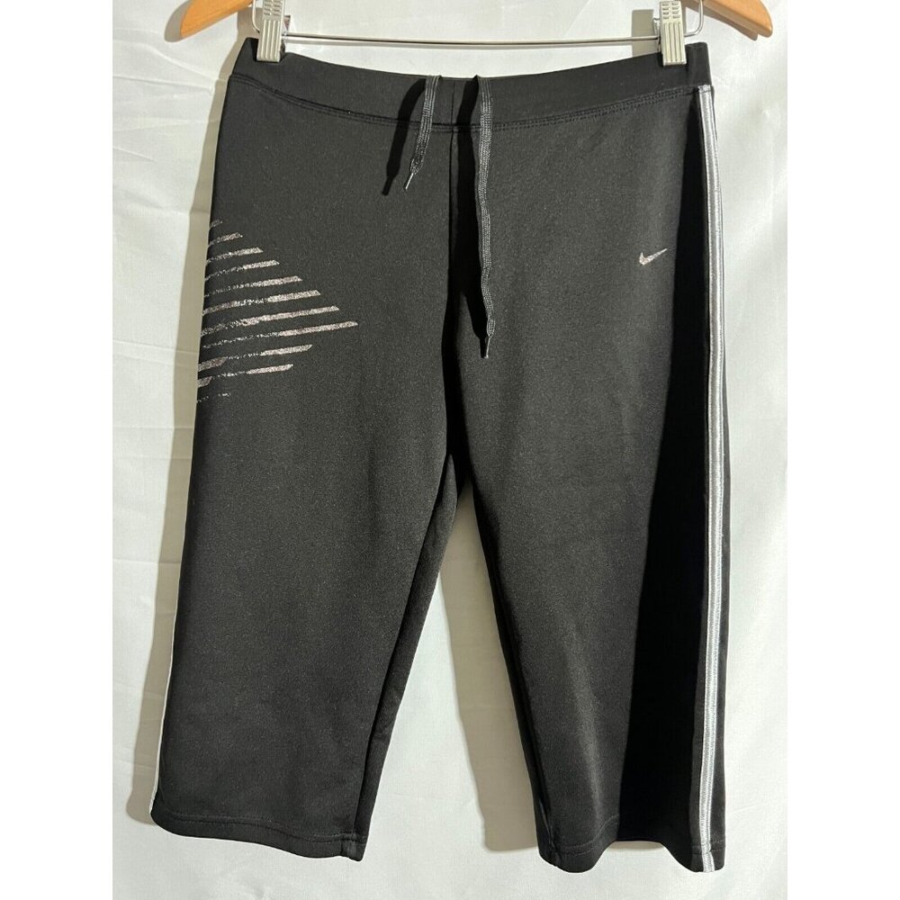 Nike Leggings Women's XL Black Capri Crop Yoga Pants High Rise Tie Waist…